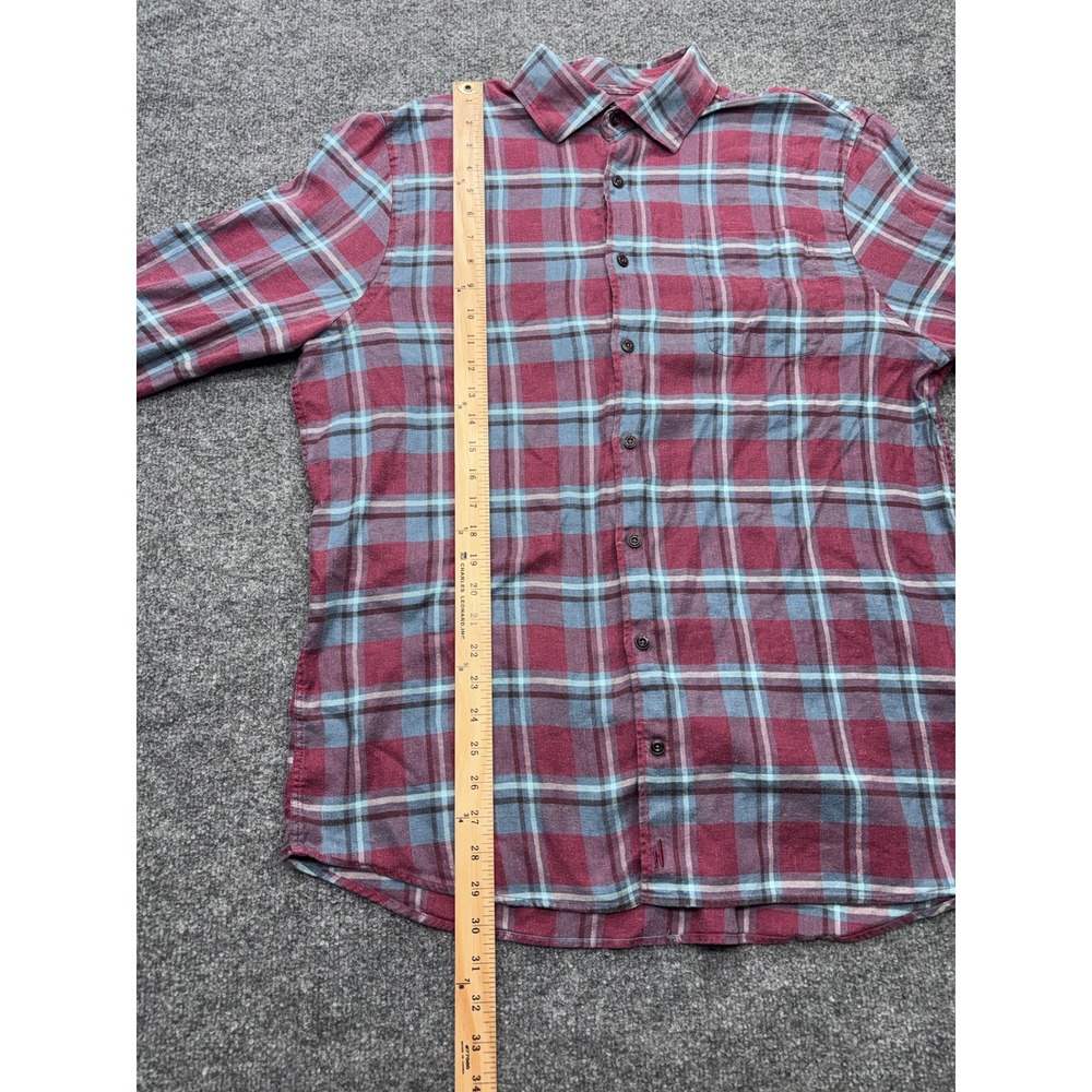 Johnnie-O Top Shelf Mens XL Plaid Button Down Shirt Burgundy Blue Lyocell Hemp - Picture 3 of 9